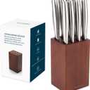 5.5 Steak Knife Block Holder without Knives with 8 Slots - Wooden Steak Knife Storage Block only - Space Saver-Compact Design Steak Knives Organizer - by KITCHENDAO