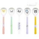 Shopwithgreen 5 PCS Bamboo Kids Spoons Set, Children Utensils Spoons Flatware Cutlery Set, BPA Free | Dishwasher Safe, Child and Kids Feeding for Dinner, Dessert, NOT FIT FOR BABIES WITH SMALL MOUTH