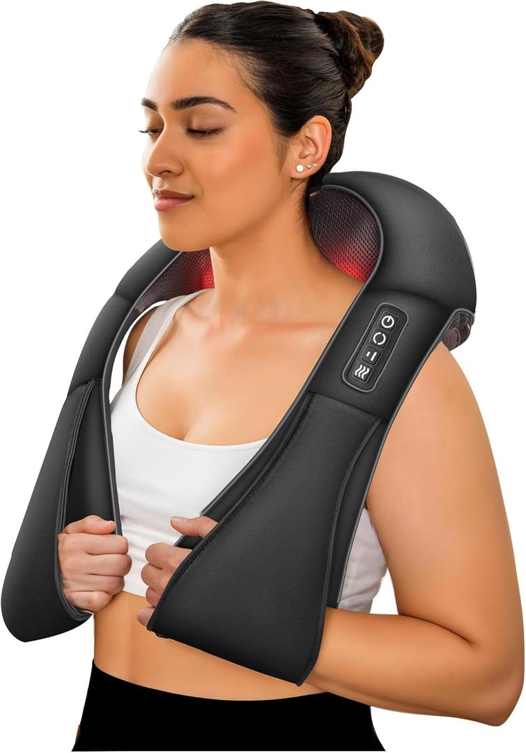 COMFIER Shiatsu Neck and Shoulder Massager, 2025 Christmas Gifts for Mom Dad, White Elephant Gifts for Adults, Deep Kneading Massage Pillow with Heat, Back Massager, Pillow Massage, Black