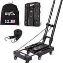 Folding Hand Truck Dolly for Moving,500LB Heavy Duty Luggage Cart,6 Wheels Collapsible Dolly with 2 Brake,Extendable Utility Dolly Platform Cart with 3 bungee cords,Black Portable Moving Cart