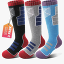 Anlisim Kids Merino Wool Ski Socks 3 Pairs Girls Boys Thermal Winter Warm Thick Breathable Socks for Skiing Snowboarding