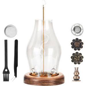 Glass Incense Holder for Sticks, Wooden Incense Stick Holder with Ash Catcher, Modern Insence-Stick Holder, Anti-Ash Flying Incent Holder for Yoga Spa Meditation Zen Home Decor (Transparent)