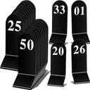 Remerry 50 Pcs Table Numbers 1-50 Acrylic Double Sided Number Cards Acrylic Tent Table Holders Tent Cards Wedding for Restaurant, 2.36 x 6.3 Inch (Black)