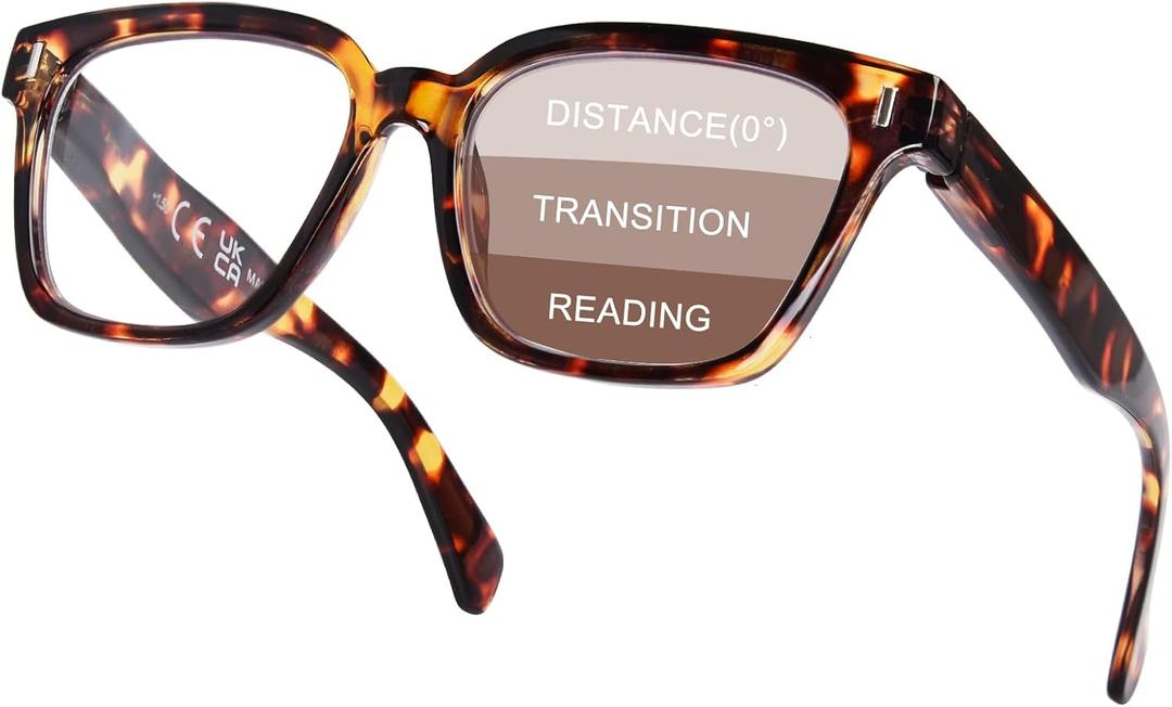 Progressive Multifocal Reading Glasses for Women Men, Anti Glare Blue Light Blocking Multifocus Computer Glasses (Tortoise)