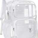 PACKISM Clear Backpack for School - 17 inch Large Heavy Duty Clear Bookbag, See Through PVC Backpacks (for age 12 above) (Light White 17")