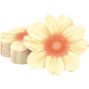 Qilery 100 Pcs Decorative Floral Paper Napkins Disposable Flower Shaped Cocktail Napkins for Bridal Baby Shower Wedding Birthday Summer Dinner Party Tableware Decor(Light Yellow)