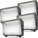 Glass Lens Wall Pack: 120W Outdoor LED Wall Lights 4Packs - 18000lm LED Wall Pack with photocell for Yard Entryways Walkways UL Listed