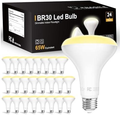 dalattin 24 Pack BR30 LED Bulbs 65W Equivalent, Dimmable Indoor Flood Lights 2700K Soft White, 9W, 800 Lumens, E26 Base, LED Recessed Light Bulb for Living Room, Bedroom, Bathroom, Kitchen