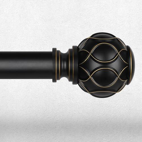 Black Curtain Rod 36-91 Inch, Boho Decorative Antique Drapery Pole
Heavy Duty Adjustable 1 Inch Diameter Rod, Rustic Farmhouse & Coastal Style, Vintage Window Treatment, Easy Installation