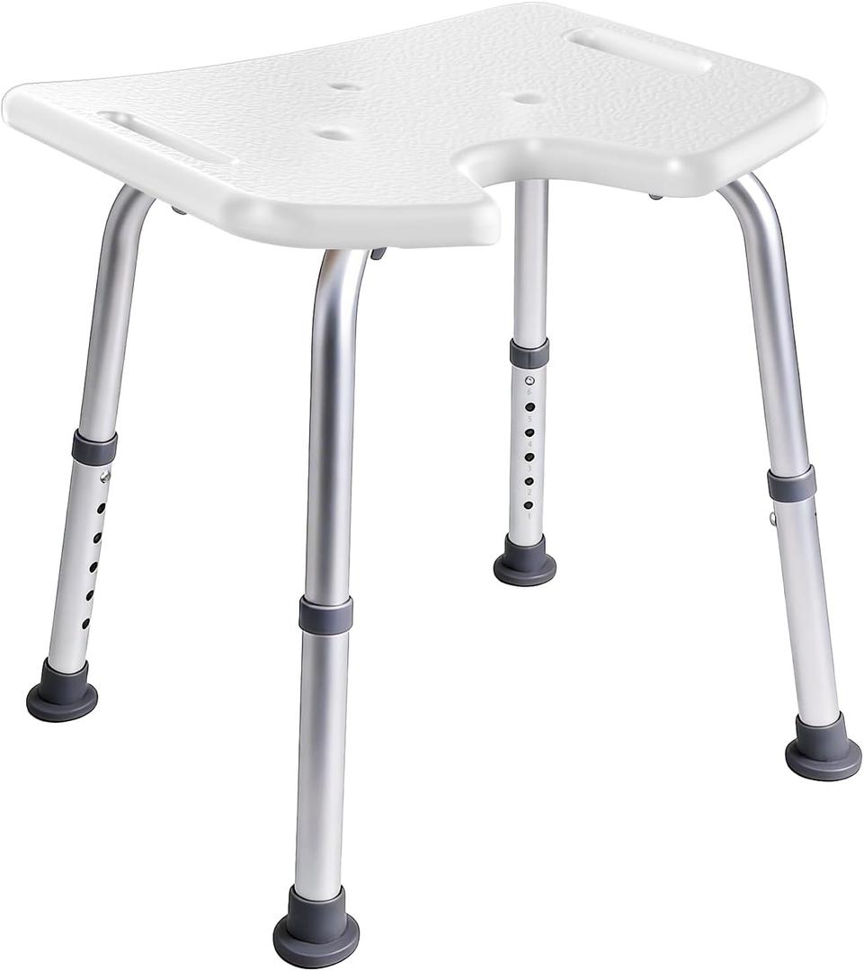 Shower Chair for Inside Shower, 400 lbs Shower Stool with Adjustable Height, Shower Seat for Inside Tub Bathroom Non-Slip Bench Bath Shower Chair for Elderly and Disabled, Adults, Seniors, White