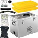 Stainless Steel Pond Filter Box with 3-Stage Filtration, Includes Filter Sponges, Ceramic Rings & Bio-Balls, Fish Pond Filter for Outdoor Ponds, Garden, Waterfall, Fountain & Water Feature