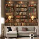 Spenlife Bookshelf Tapestry Wall Hanging Vintage Library Wall Tapestry, Old Books on Shelf Classical Study Room Student Study College Dorm Bedroom Living Room 6080 Inches