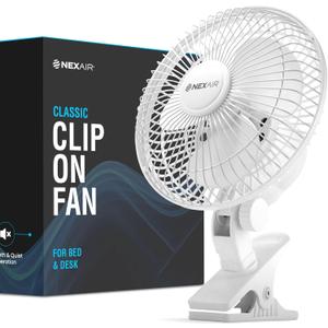 NEXAIR 6-Inch Clip on Fan, 360 Degree Rotation, Two Speed Portable Clip Fan With Strong Clamp Grip, Quiet Operating Desk Fan Plug-in AC Made Of Durable Material, Great For Bedroom, Office, Living Room