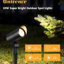 Outdoor Landscape Spotlight 30W Ultra Bright LED Spot Lights Outdoor 120V Waterproof Spot Lighting Warm White Landscape Lights with 5FT Cord with Plug for Flag Pole Tree Yard Garden
