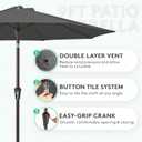 JEAREY 9FT Outdoor Patio Umbrella Outdoor Table Umbrella with Push Button Tilt and Crank, Market Umbrella 8 Sturdy Ribs UV Protection Waterproof for Garden, Deck, Backyard, Pool (Dark Gray)