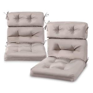 Geelin High Back Patio Chair Cushion Indoor Outdoor Seat Chair Cushions Back Tufted Patio Rocking Pads Weather Replacement for Furniture(Khaki,4 Pcs)