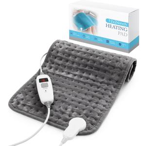MASVIS Heating Pad for Back & Period Cramps, 24"x12" Electric Heating Pads for Neck Shoulders Body Pain Relief, Heat Pad with 2H Auto-Off, 6 Heat Settings, Fast Heat, Gift for Women Mom, Gray