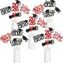2 x LeeSky 24Pcs 2026 Graduation Centerpieces Sticks Red and Black, Class of 2026 Graduation Party Centerpieces Sticks for Tables 2026 Red and Black 2026 Graduation Table Centerpieces Decorations