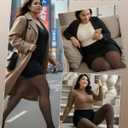 Justay 1 Pair Plus Size Fleece Lined Tights Women Winter Warm Thick Pantyhose Fake Translucent Thermal Leggings for Gifts, Size 3X-Large-4X-Large