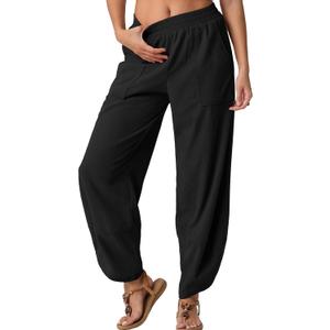 Womens Wide Leg Harem Pants Palazzo Boho Casual Loose Elastic Waist 2025 Travel Vacation Outfits with Pockets (Small)