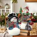 2 Pcs 5 Inch Snowman Figurines Rustic Christmas Table Decorations Indoor Resin Snowman Decor Tabletop Statue for Xmas Winter Party Home Office Mantle Desk Shelf Holiday Gifts(Classic)