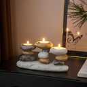Candle Holder Taper Candles Fake Stone Candlestick Mantel Candle Stand for Home Decor, Wedding, Party and Dinning Table Centerpieces (Imitation Stone Candlestick - A)