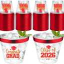 Graduation Cups 2026 Plastic Cups Disposable 9 Oz, 50 PCS Class of 2026 Decoration Cups Red and Gold Congrats Grad Party Cups, Elegant Drinkware for Grad Festivities Graduation Party Favors