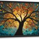 Large Wall Art For Living Room Tree Of Life Canvas Wall Decor Pictures Nature Paintings Vintage Aesthetic Prints Big Textured Artwork Framed Modern Decorations For Office Bedroom Bathroom Gifts 36" x 24"