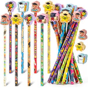 Gersoniel 72 Pcs Preschool Kindergarten Graduation Gift Bulk 36 Graduation Pencil 36 Giant Eraser End of The School Year Gifts for Students Pre K Gift for Kid Grad Party Favor Class Reward Teacher