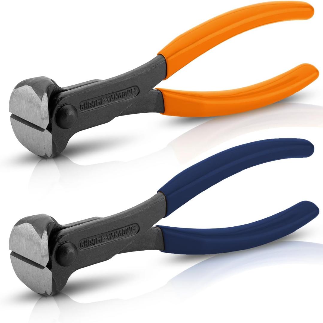 Bates- Nail Puller, 7 Inch, 2 Pack, Orange and Navy Blue, Nail Remover Tool, Cutting Pliers, Carpenter Tools, Staple Puller, End Cutting Pliers