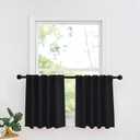 RYB HOME Kitchen Window Curtains - Blackout Privacy Half Window Curtains for Bedroom Bathroom Dining Living Room Cafe Office Short Tiers Drapes, W 34 x L 36 inches, 2 Panels, Black