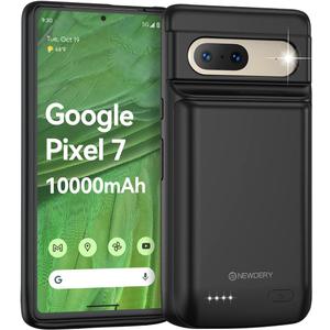 NEWDERY Battery Case for Google Pixel 7 6.3", 10000mAh Powerful Rechargeable Charging Cover, Extended Charger Backup for Google Pixel 7 5G (NOT for Pixel 7 Pro) Black