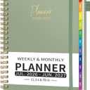 EMSHOI 2026-2027 Appointment Book, A4 15-Minute Hourly Planner, July 2026 - June 2027, Academic Planner Weekly and Monthly, 100GSM Thick Paper, Flexible Cover, Note Pages, Colorful Tabs, Light Green