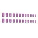 7 x Purple Press On Medium Square Chrome Aurora Glossy Artificial Solid Color Stick On Nails - 24Pcs
