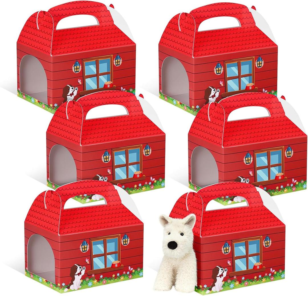 24 Pcs Dog Party Favors Boxes with Hole Puppy Treat Boxes Dog House Shaped Gift Boxes Candy Goodie Boxes for Birthday Party Decoration Pet Party Supplies Adopt Pet Gift
