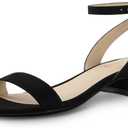 Ankis Black Nude White Gold Women Sandals Comfortable Walking Strappy Open Toe Sandals for Women Dressy Summer 1 Inch Low Block Heel Flat Adjustable Ankle Strap Shoes (Black, 9)