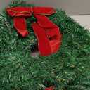 Artificial Christmas Wreath 63" Christmas Three Wreaths with 3 Red Velvet Bow Ribbon Front Door Decoration Wall Hanging Decoration for Xmas Party Home(Classic)