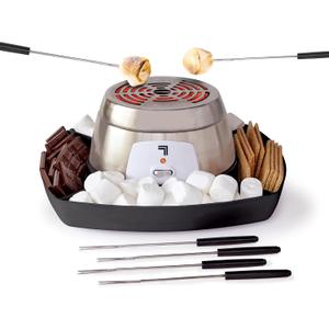 Sharper Image Electric Smores Maker  6 Marshmallow Roasting Sticks & Serving Tray Station| Indoor Smores Kit| Kids & Family Party Activity| Kitchen Gadget| Movie Night, Sleepover, Housewarming Gift (Black)