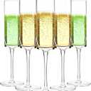 GuanQiao 12Pack Plastic Champagne Flutes, 6oz Clear Square Disposable Toast Glasses, Heavy Duty Shatterproof Recyclable Wine Glasses for Party Wine Tasting Wedding New Years Eve Party Supplies
