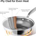 COOKER KING 10-Inch Hybrid Stainless Steel Wok with Lid, Nonstick Stir Fry Pan & Deep Frying Pan, Tri-Ply Clad Honeycomb Everyday Pan, Induction Ready, Oven & Dishwasher Safe, PFOA Free