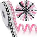 Poen 3 Rolls 75 Yards Volleyball Ribbon 3/8-inch Pink Black White Cheer Ribbon Volleyball Party Decor Supplies Sports Favors for Team Hair Bows Wreath Lanyards Gift Wrapping(Black, White, Pink)