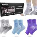 3Pairs Neuropathy Socks for Women and Men, Toeless Compression Socks for Neuropathy Pain Relief, Open Toe Foot Compression Sleeves for Plantar Fasciitis, Arch Support and Ankle Support (Large, Mixed(3pcs))