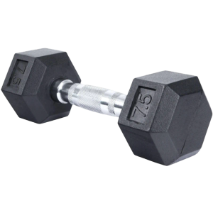 French Fitness Rubber Coated Hex Dumbbell 7.5 lbs - Double