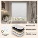 HESTIA No Drill Cordless Blackout Roller Shades Screwless Waterproof Shower Window Blinds, Auto-Retraction Easy Install Blind for Bathroom/Kitchen/Office/Exterior, White, 20" W x 72" H