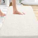 OLANLY Bathroom Rugs 30x18, Extra Soft Absorbent Chenille Bath Rugs, Rubber Backing Quick Dry, Machine Washable Bath Mats for Bathroom Floor, Tub and Shower, Home Decor Accessories, Ivory