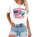 We The People 1776 T Shirt American Flag Patriotic Tee Tops for Women 4th of July Ring Hole Short Sleeve Sexy V-Neck Tshirt(Large,A-White) (White, L)