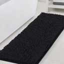 H.VERSAILTEX Bathroom Rugs Bath Mats Non Slip Chenille Bathroom Runner Rug 47x17 inches Extra Soft and Absorbent Shaggy Rugs Washable Dry Fast Plush Area Carpet Mats for Bath Room, Tub - Black