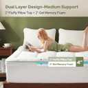 BEDLORE 4 Inch Memory Foam Mattress Topper King,2-in-1 Dual Layer Design (2" Gel Memory Foam + 2" Plush Pillow Top Cover) Mattress Topper Medium-Firm,Pressure Relief & Back Pain Support(White)