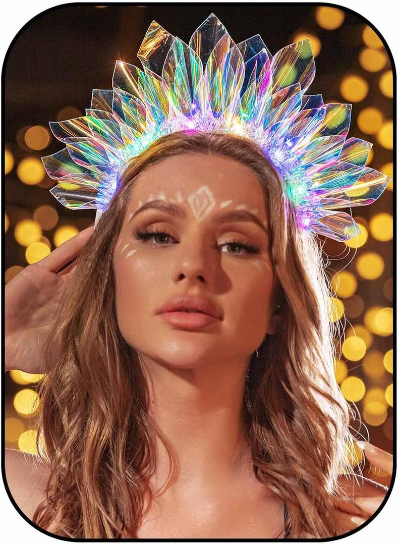 EARENT Light Up Headbands Rave Outfits Neon Headband for Women