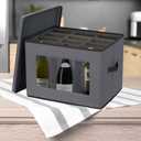 Household Essentials Tall Wine and Bottle Storage Chest, Gray